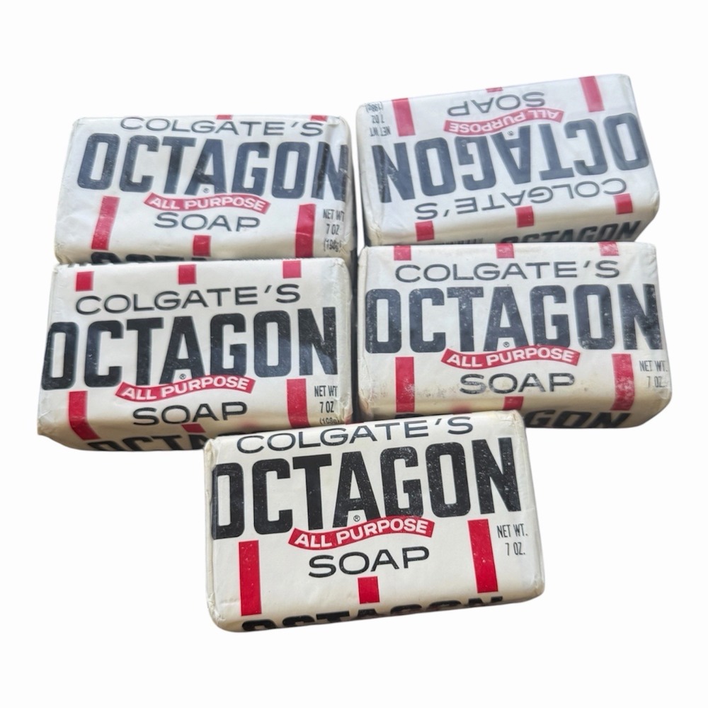 Lot of 5 Vintage Colgate's Octagon All-Purpose Soap 7oz Large / New Sealed